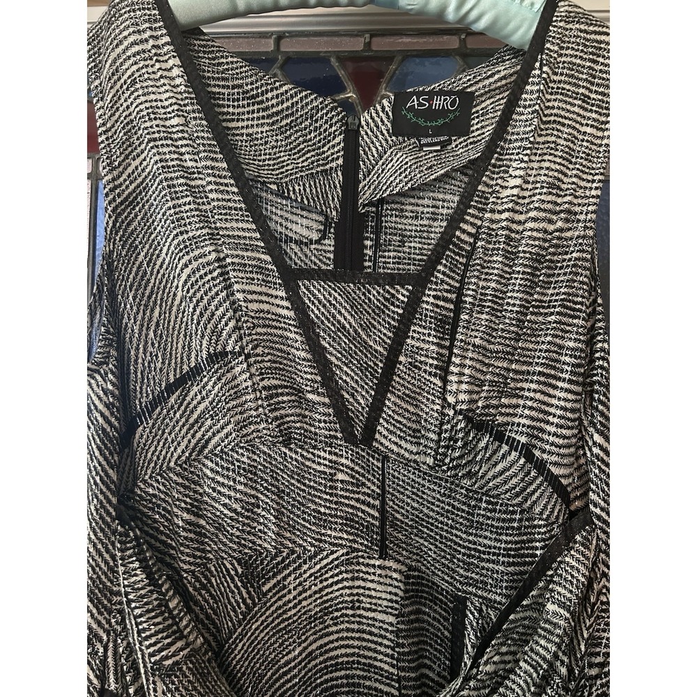 Ashro Maxi Dress Black & Silver Metallic Flowy Dress Sleeveless Size Large - Picture 4 of 8